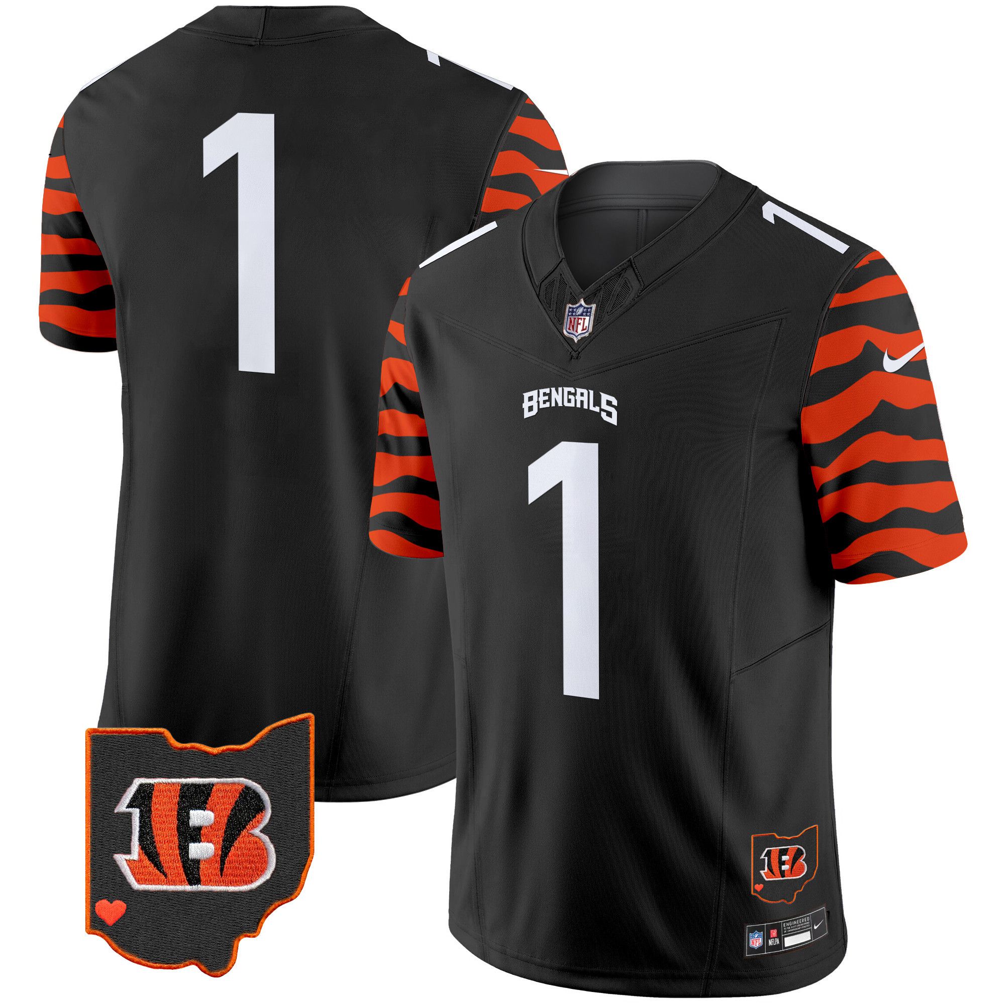 Men Cincinnati Bengals #1 Chase Black 2024 Nike Stripes Vapor Limited NFL Jersey style 1->indianapolis colts->NFL Jersey